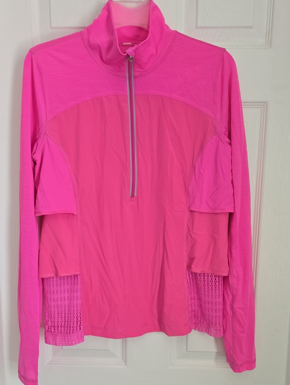 Lululemon Vibrant Hot Pink Zip-Front Athletic Top Size 10